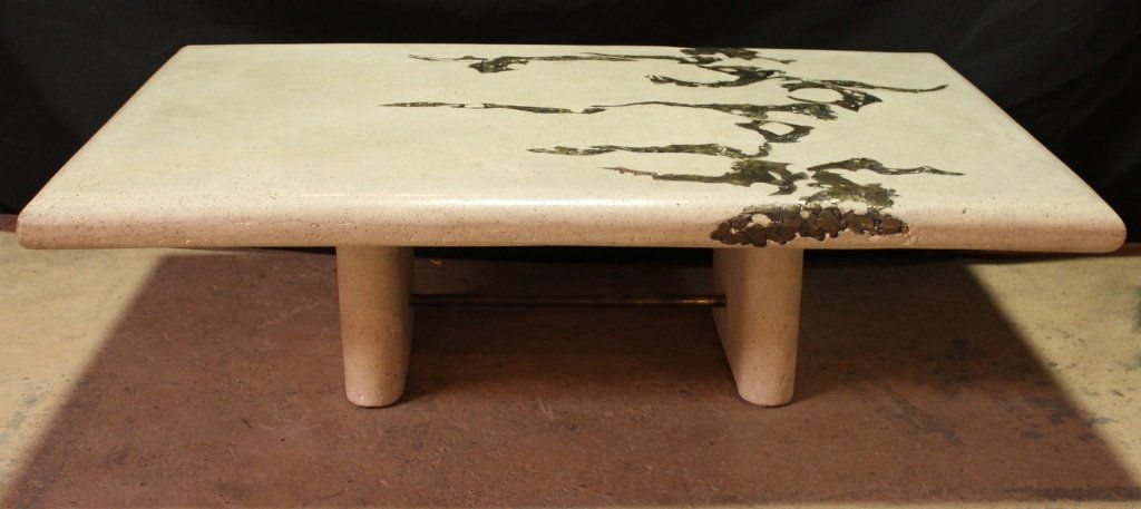 Modern Stone Slab and Bronze Accent Table (1 of 10)