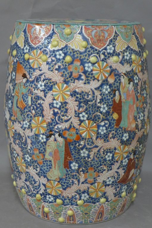 Chinese  Art Pottery Garden Stool (1 of 5)
