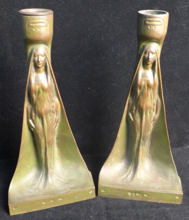 Pair of Art Deco Bronze Candlestick (1 of 9)
