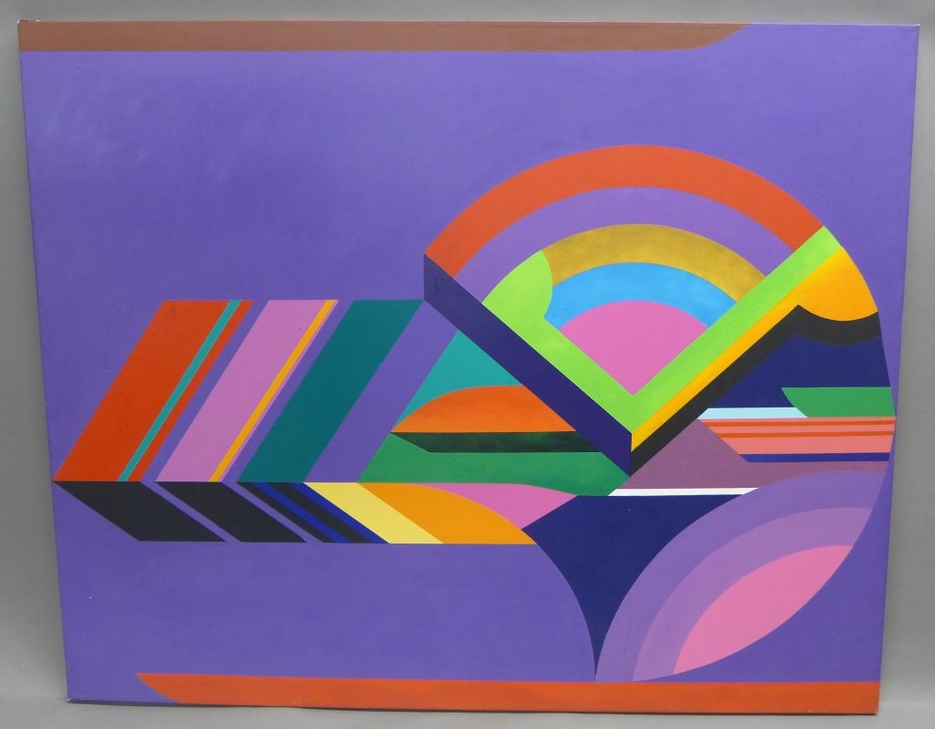 Kazuya Sakai, Argentina (1927- 2001): Impressive modern art painting, acrylic on canvas. Signed, titled, and dated on back: Kazuya Sakai "Homecoming" 1973. Imperfections. Height: 52", Width: 64" (fine art, modern, 20th Century, Argentinea