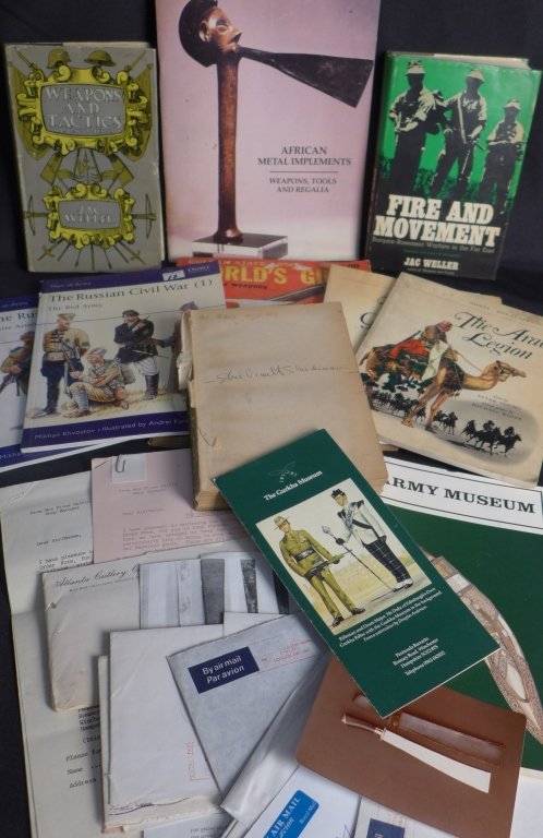 Collection of Books on Weapons: Collection of Books on Kukris and other Weapons. Incudes: Signed "Weapons And Tactics. Hastings To Berlin." Hardcover 1966 by Jac Weller, "Fire and Movement" Jac Weller, Men-at-Arms Series: "The Gurkh