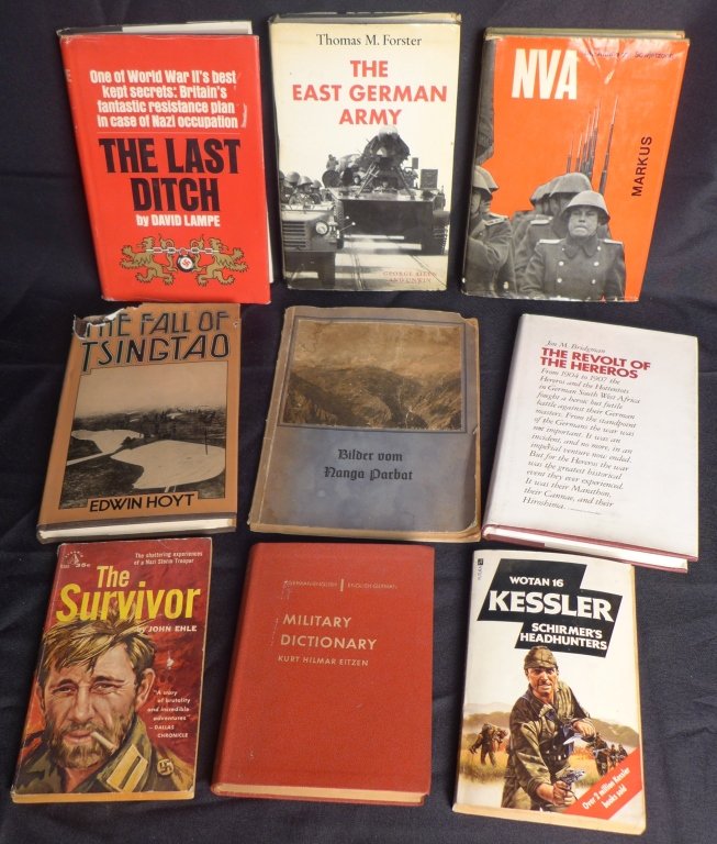 Collection of Books on the German Military: Collection of 9 Books on the German Military Includes: "NVA: Die Armee der Sowjetzone" (German) Hardcover 1965 by T M Forster, "The Revolt of the Hereros" Hardcover 1981by Jon Bridgman, "The Fall of T