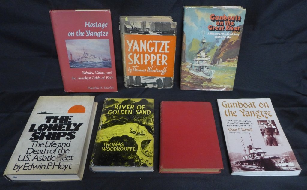 Assorted Books on The Yangtze: Assortment of 7 Books on The Yangtze Includes: "YANGTZE SKIPPER" Hardcover 1937 By Thomas Woodrooffe, "Gunboat on the Yangtze: The Diary of Captain Glenn F. Howell of the USS Palos, 1920-1921" by Glen