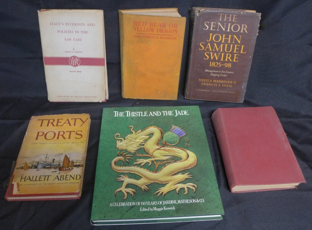 Assorted Books on Trade in the Far East: Assortment of 6 Books on Trade in the Far East. Includes: "Treaty Ports" First Edition – 1944 by Hallett Abend, "The Senior John Samuel Swire 1825--98 Management in Far Eastern Shipping Trades" Hard