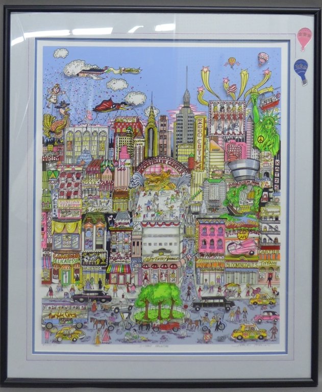 Charles Fazzino, American (1955- ): "I'll take Manhattan" 3D Pop Art Lithograph signed in pencil on lower right and numbered: 44/ 100 DX. Height: 44 1/2", Width: 37 3/8" & Image Size: Height: 35", Width: 28"(fine art, modern) STERLING A