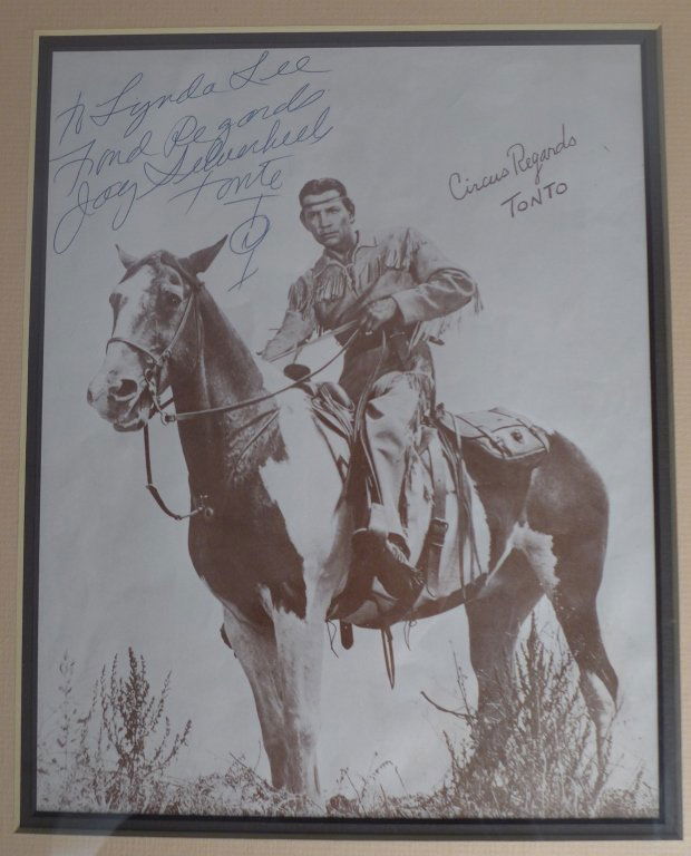 Jay Silverheels Tonto Autographed Photo: Sepia tone photograph of Jay Silverheels as Tonto on The Lone Ranger (TV series). Jay Silverheels (born Harold John Smith, 1912 – 1980) was a First Nations actor and athlete. He was well known for h