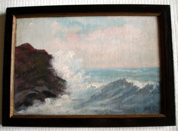 William Frederick Paskell, Oil Painting: William Frederick Paskell, "Crashing Waves", Oil PaintingArtist: William Frederick Paskell ( American, 1866-1951)Medium: Oil on BoardSigned: Lower right: T. Baily A.K.A. William Frederick PaskellDimen