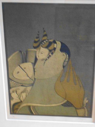 Mihail Chemiakin Litho, Hand Signed: Mihail Chemiakin Litho, Hand SignedMedium: Lithograph on paperSigned: M. Chemiakim, lower rightEdition: 88/99Dimension: 26 1/2" x 19"; Framed: 33 3/4" x 25 1/2"Condition: Very good. Slight yellowing a