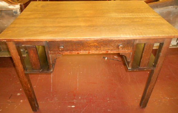 1067 Oak Arts Crafts Desk Davis Birely Table Co Aug 04