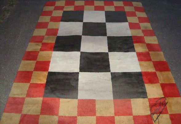 Ege Denmark "Chess" Rug, Lennart Raaholt: Ege Denmark "Chess" Rug, Lennart RaaholtDimensions: 8' x 11'Condition: Good condition, some wear and discoloration in white areasProvenance: Private estate