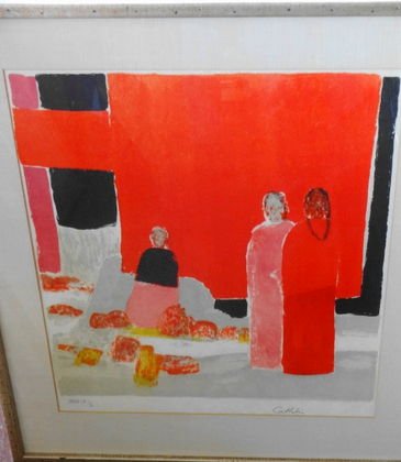 Bernard Cathelin "Les Mexicaines" Colored Litho: Bernard Cathelin (French 1919-2004) "Les Mexicaines" Colored LithographMedium: Colored lithograph on paperEdition: 39/50Signed: Lower right, numbered (Roman Numerals, lower left.Dimenisons: Site: 23 1