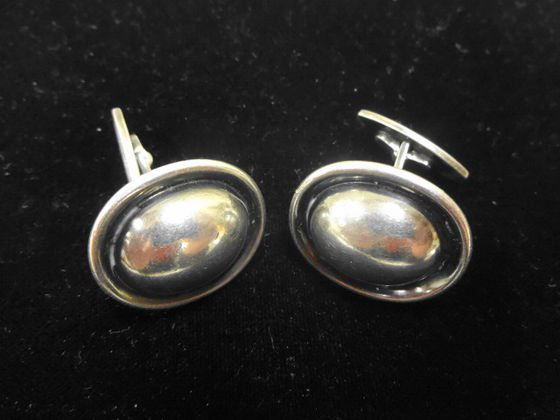 Hans Hansen Sterling Silver Cufflinks 32.5 g.: Hans Hansen Sterling Silver Cufflinks 32.5 g.Marked: Hans Hansen, Denmark, S925 and 611.Dimensions: 1" x 13/16"Provenance: Private estate