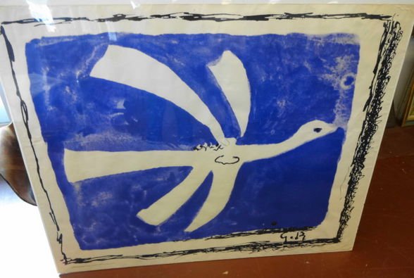 Georges Braque Serigraph, Nouvelles Images: Georges Braque (French 1882-1963) Medium: Serigraph Edition: Editions des Nouvelles Images, 45 Lombreuil, Printed in France. Signed: In plate Dimensions: 46 1/2" x 59" Condition: Wrinkling and creasin
