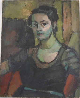 Erwin Wending, Modernist Portrait Dated 1946: Erwin Wending (German/American, 1900 - 1993) Modernist Portrait Oil on Canvas. Born in Freiberg. In 1937, following the completion of his studies at the Dresden Art Academy, he immigrated to Israel. I