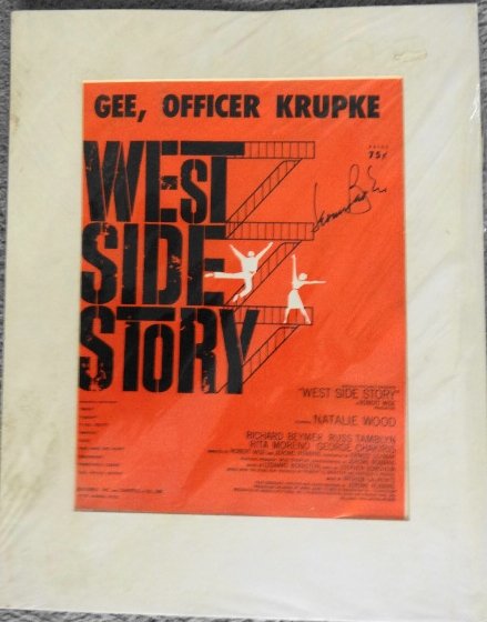 Leonard Bernstein, "West Side Story" Hand Signed: Leonard Bernstein, (American 1918-1990) Hand signed sheet music "Gee, Officer Krupke" Dimension: 11-1/2" x 8-3/4" Condition: Very good Provenance: Estate of John Wyley (Thomas)