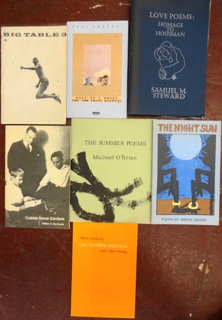 A. Ginsberg, Burroughs, O'Brien, Etc. Signed Beat Books: Collection of Beat Era Books, (7) including: 1. Allen Ginsberg, Gay Sunshine Interview, signed. 2. Paul Godfrey, "Once In A While the Odd Thing Happens", signed. Inscribed to John Wylie. 3. William S.