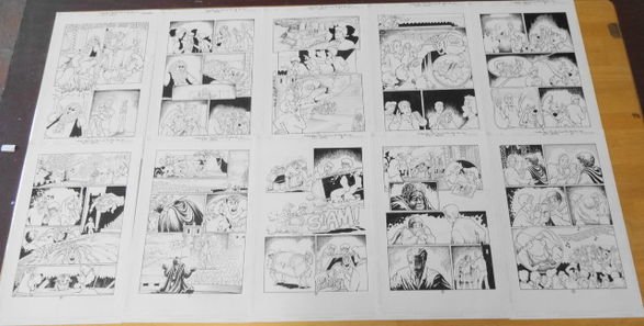 (10) Ink Illustration Storyboards Scooby-Doo, 2002: Set of 10 Ink Illustration Storyboards, ART BY JOE STATON, DAVE HUNT AND KAREN MATCHETTE Title: Scooby-Doo, "the Devil and the Deep Boo Sea" Issue/Month: Issue 57 - April 2002, pages 1-10. Condition: 