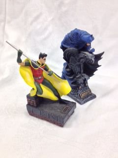 Batman and Robin Mini Statues, DC Direct: DC Direct, Limited Edition of 4281/5400 , hand painted and cold-cast porcelain statues. Sculptor: Randy Bowen Marked on the bottom: 1997 DC Comics Dimension: 5-1/2" H Condition: Good Provenance: New J