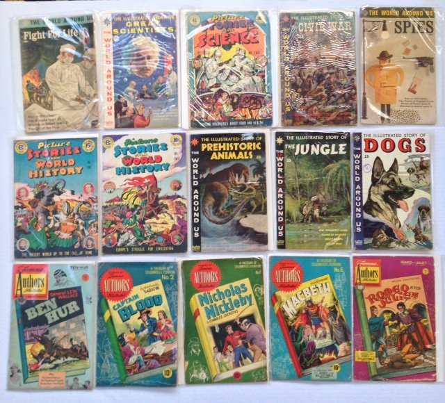 Golden Comics, Scientific & Mixed Subjects (15): Golden Comics, Scientific & Mixed Subjects (15) 10 cent - 39 cent comics. Condition: Original estate found condition. Ungraded. Colors good. Some wear & minor tears noted. Provenance: Croton on Hudson