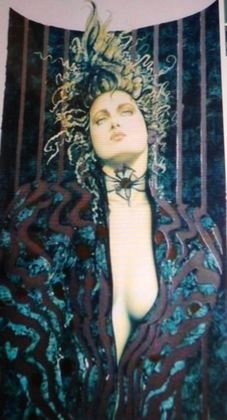 Olivia De Berardinis, (b.1948), American: Title: "Night Stalker" Medium: Color lithograph pencil signed and numbered. Edition: AP27/50 Date: 1987 Dimension: 40" x 25" Publisher: Robert Bane Plate and stone has been cancelled Condition: Very g