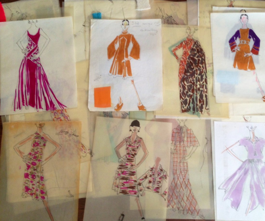 Ernest Gross, Hattie Carnegie Fashion Artist, (50) Plus: Ernest Gross, (American, New York City, 20th century) Medium: Colored mixed media fashion design illustrations, approximately (50)plus. Fashion designs for Hattie Carnegie, Pauline Trigere, and other 