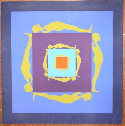 Ernest Tino Trova Silkscreen, The Falling Man Series: Artist: Ernest Tino Trova, American (1927 - 2009) The Falling Man Series Medium: Silkscreen Dimensions: 23 1/4" x 23 1/4", unframed Condition: Very good Provenance: Connecticut estate