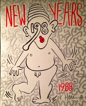 Keith Haring & LAII (Angel Ortiz) "New Years 1988": Keith Haring Silkscreen / LA II original metallic paint marker.LA II tagged throughoutDimensions: 10" x 8"Condition: Very goodProvenance: New Jersey Estate