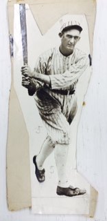 Joe Jackson Photograph, Chicago Uniform: Joe Jackson Photograph, Chicago Uniform, holding a Black Betsy bat. Unsigned. Purchased at Christies. Original Baseball Magazine 1996 hologram sticker on reverse. Dimensions: 9 1/4" x 4" Condition: Ph