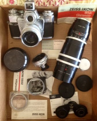 Carl Zeiss, Contarex Camera with Sonnar Lens and Others: Carl Zeiss Camera with Lenses all marked Zeiss GermanyModel: IkonCondition: Very good estate found conditionProvenance: Connecticut estate