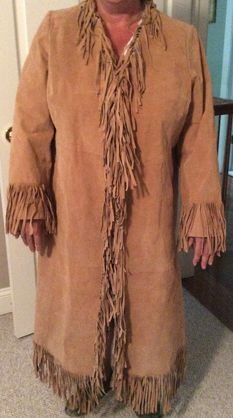 Buckskin Full Length Fringe Jacket: Size: Men's 20W Condition: Very good, extremely clean and no wear. Provenance: New Jersey Estate