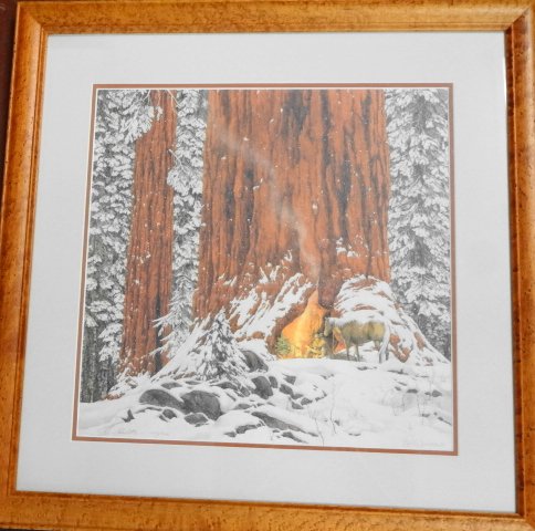 Bev Doolittle Litho, "Christmas Day...", 1983, Signed: Title: Christmas Day, Give or Take a Week Color Lithograph Edition: 1052/4581 Year created: 1983 Greenwich Workshop Signed: In plate and by hand. Inscribed and signed by hand. Dimensions: Framed: 23 1