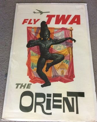 David Klein, TWA, "To The Orient" Poster, Circa 1960's: David Klein, (American, 1918 - 2005)Original travel lithograph poster, USA 1053Circa: early 1960'sDimension: 40" x 25"Condition: Good, vibrant colors, displayed under plastic not glued down, (Has not