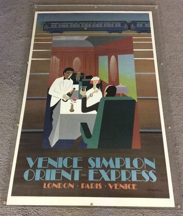 Pierre Fix-Masseau Orient Express Dining Car Poster: Pierre Fix-Masseau (French 1905-1994)Venice Simplon Orient-Express, copyright 1981Lucite frameDimension: Frame 41" x 26-1/2"; poster 39" x 24"Condition: Good, has not been examined out of frameProvena
