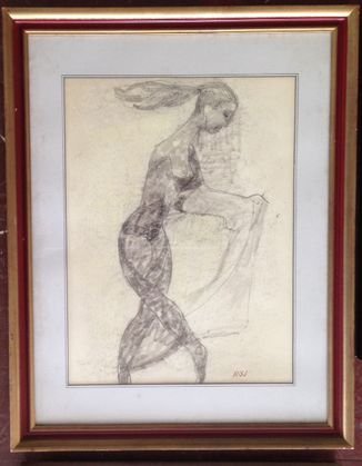 Abraham Walkowitz, (Russian/American 1878-1965): "Isadora Duncan" Gouache on paperSigned: AWDimension: Frame 26-1/2" x 22-1/2"; site 20" x 15"Condition: Good, minor soling to matting not affecting image, has not been examined out of frameProvenance: