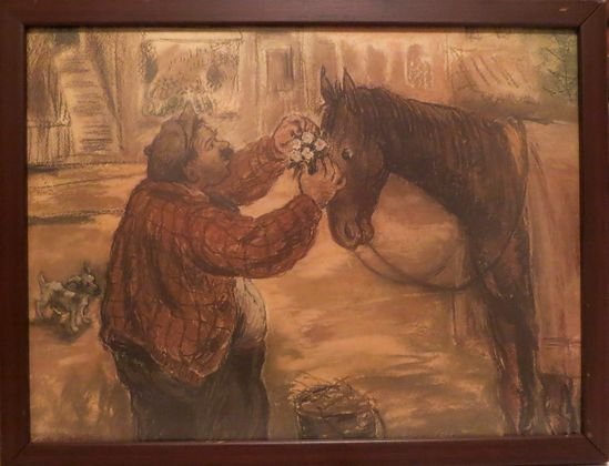 WPA, Peggy Bacon, "The Nosegay", 1939: Peggy Bacon, (American 1895-1987), WPA, Workers Progress Administration Lithograph Title: "The Nosegay" Signed in the plate, lower right Peggy Bacon Publisher: New York Graphic Society 1939 Dimension: