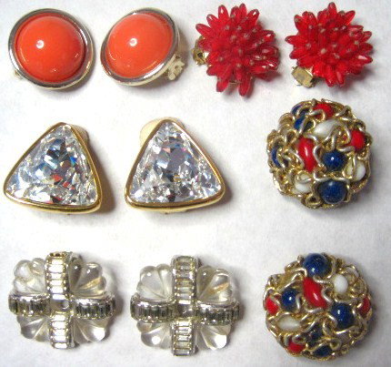 5 Pair of Vintage earrings: Bergere, Alfred Sung, and others