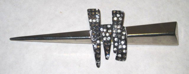 Gianni Versace Silver Plate large pin: signed Gianni Versace - Made in Italy Rhinestones