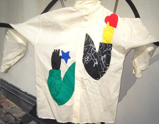 Jean Charles de Castelbajac wool blouse: with colorful hands and arms décor Size 1