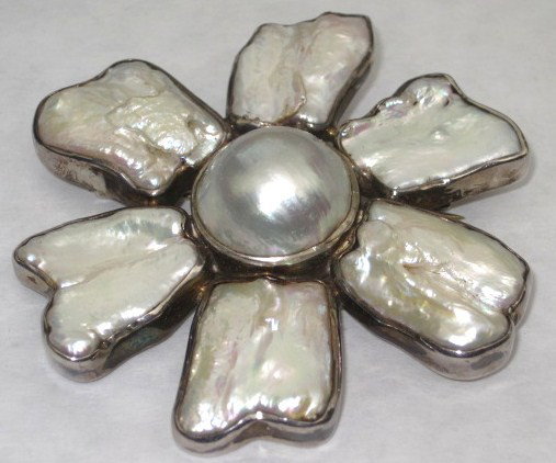 Stephen Dweck 1998 Sterling Silver and pearl Pin: "One of a kind" 6506 Signed and dated