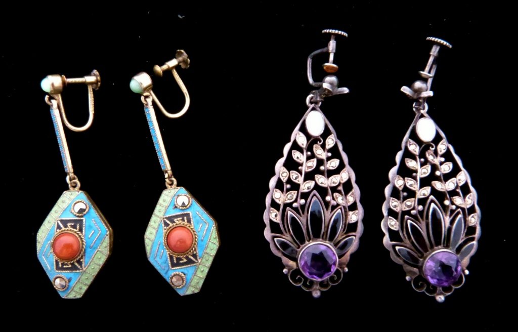2 Pairs of Earrings,Theodore Fahrner & Germ: two pairs of earrings one pair of theodore fahrner, good condition
