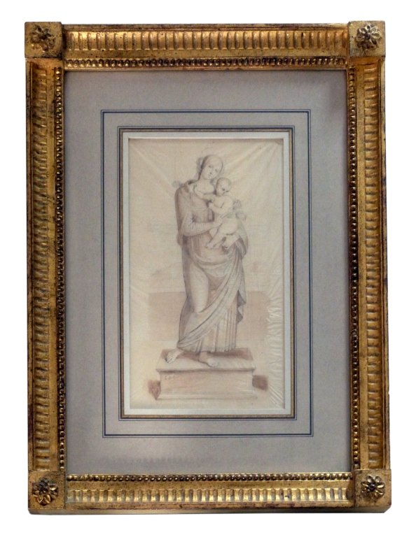 EDWARD BURNE -JONES - Madonna and Child Drawing: EDWARD BURNE JONES, Pencil On Paper VICTORIAN ARTIST-DREAMER , 16 X 12 INCHES EX COLLECTION OF JACK TANZER