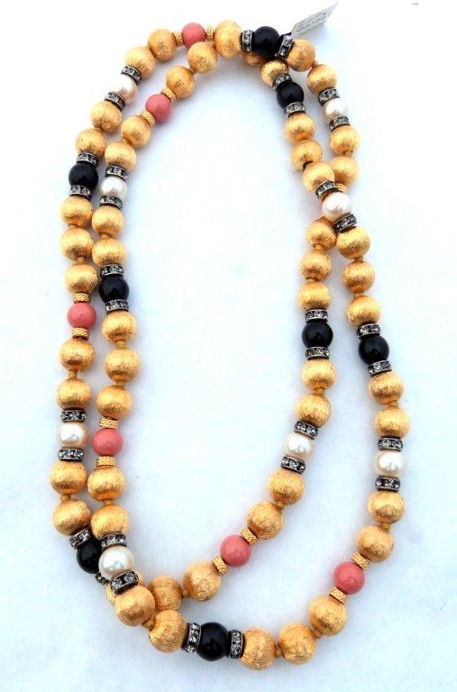 Ciner Gold, Black & Coral Colored Necklace