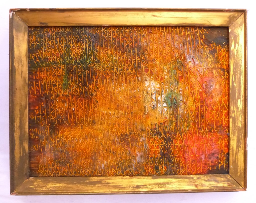 Hunt Slonem '91 Abstract Oil on Canvas "Birds": hunt slonem 91" abstract "birds in cage" 17" X 12"