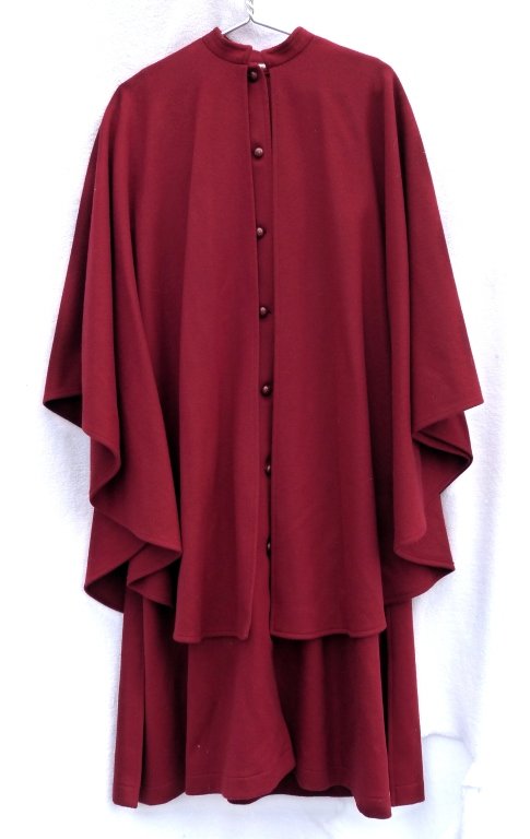 Vintage Yves Saint Laurent Red Wool Cape: Size 40, Made In France, excellent condition