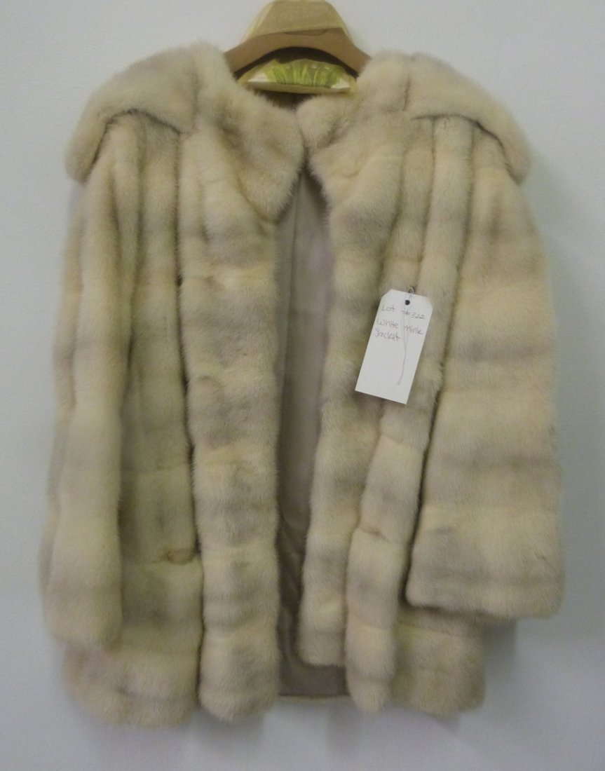 White Mink Coat/Jacket: White Mink Jacket/Coat, Size 8-10, Good Condition