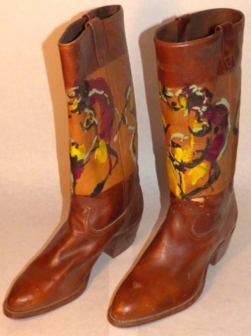 Norman Bluhm 1980s Abstract Cowboy Boots: Abstract, Good condition Size,,12