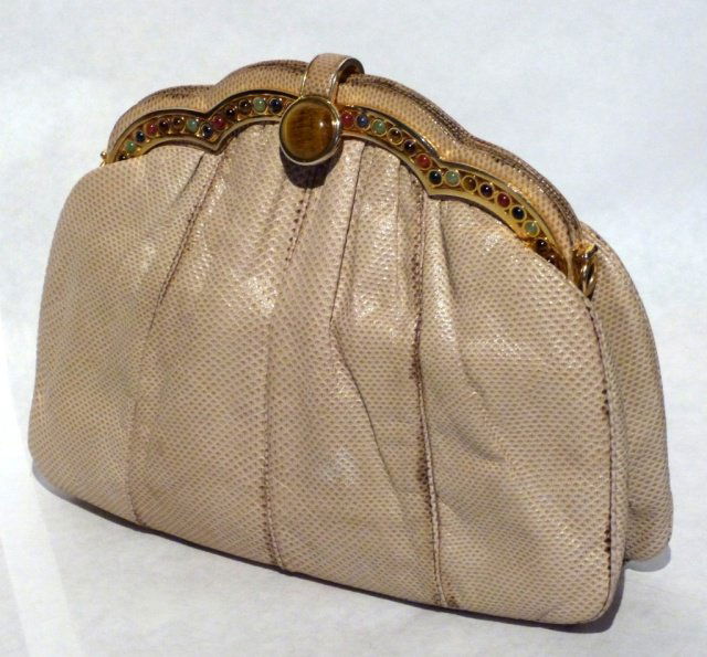 Judith Leiber Handbag,Karung Skin Swarovski Chrystals: Karung snake and frame with Swarovski rhinestones/chrystals. beautiful frame, good condition