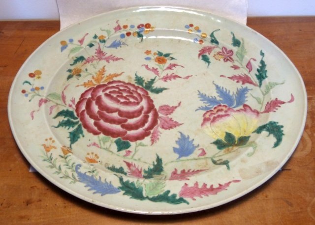 Chinese Antique Porcelain Platter, 19 Inches: Antique Chinese Painted floral decoration. Width 19 inches.