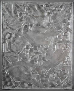 RARE RENE LALIQUE 'MERLES ET RAISINS' GLASS PANEL 1C