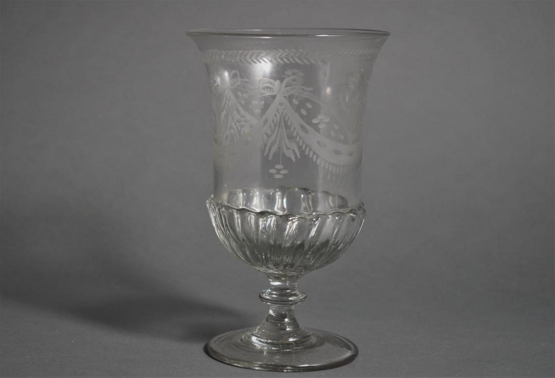 NEOCLASSICAL LARGE ENGRAVED BLOWN-GLASS GOBLET (1 of 4)